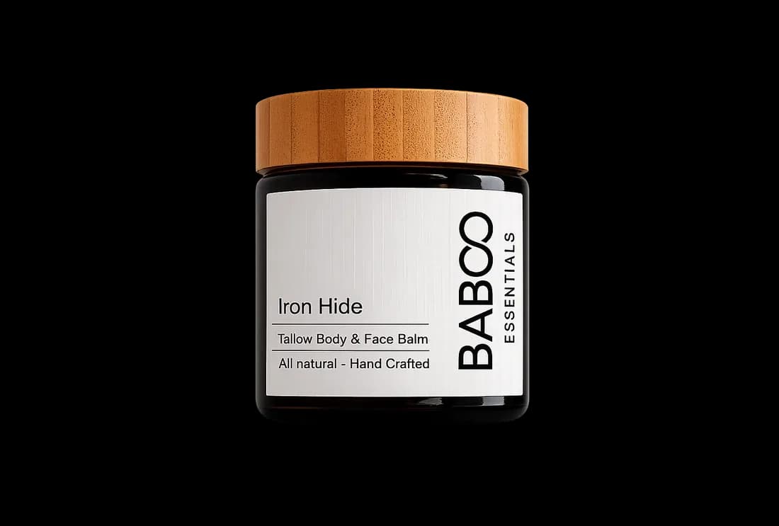 Iron Hide grass-fed tallow balm for men, 60ml jar